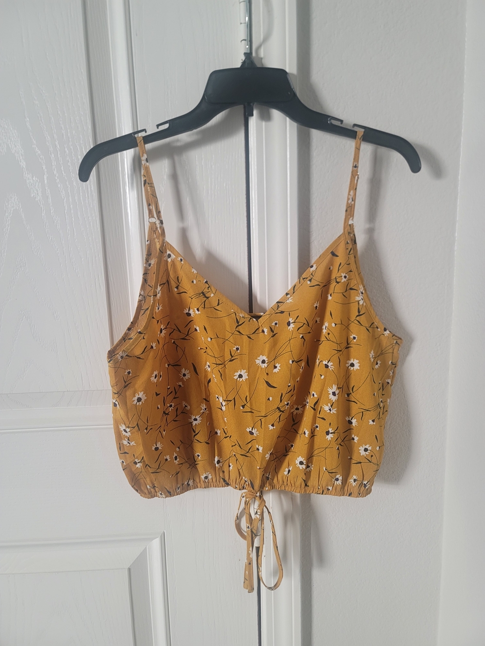 SHEIN Mustard Floral Drawstring Cami Top